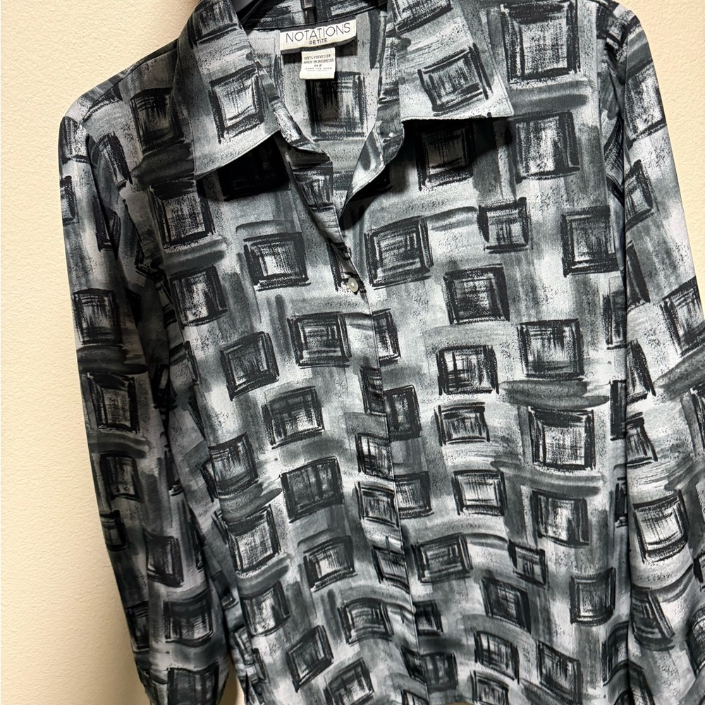 Notations Monochrome Abstract Blouse